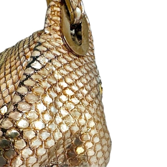 Jimmy Choo Metallic Gold Snakeskin Leather Tulita Pochette Bag - Picture 5 of 14